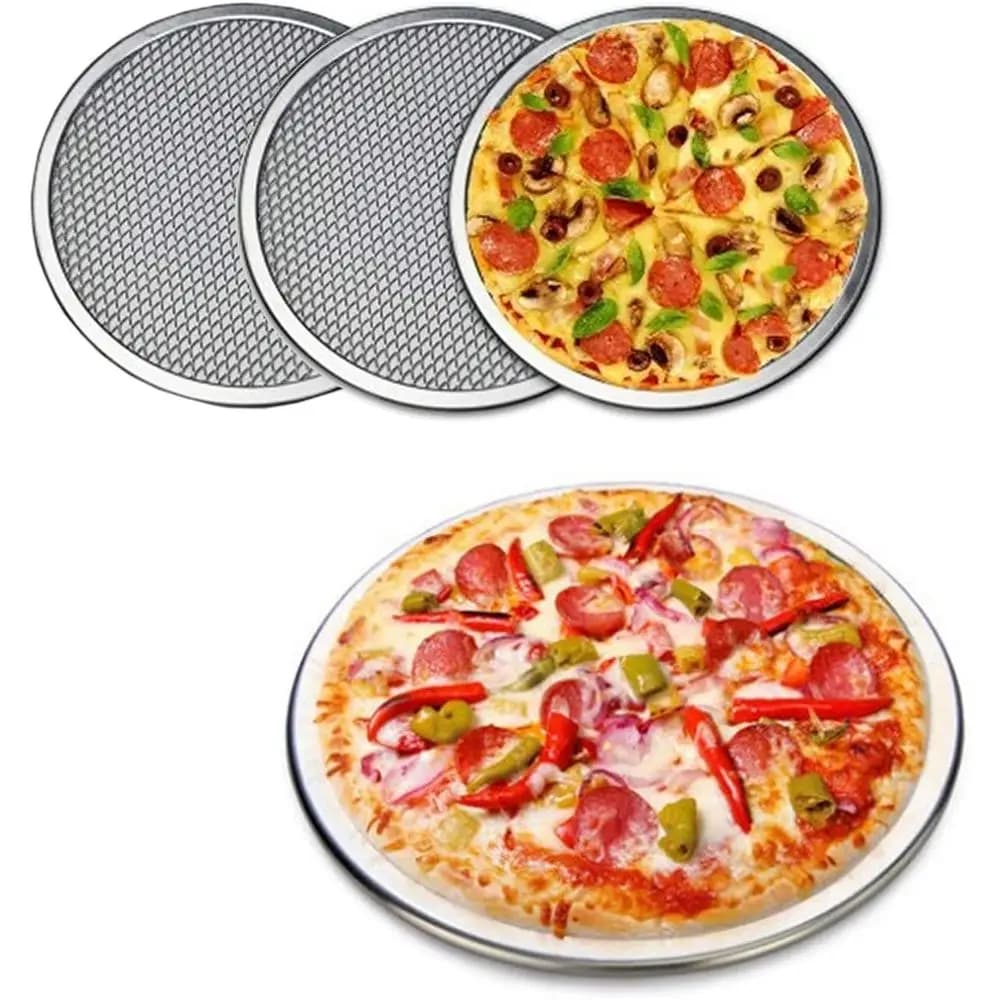 3 Packs Alloy Pizza Pan with Holes, 17 Inch Commercial Grade Pizza/Bg Sn or Oven Round Pizza Crisper Tray Pizza Bg Tray or Home