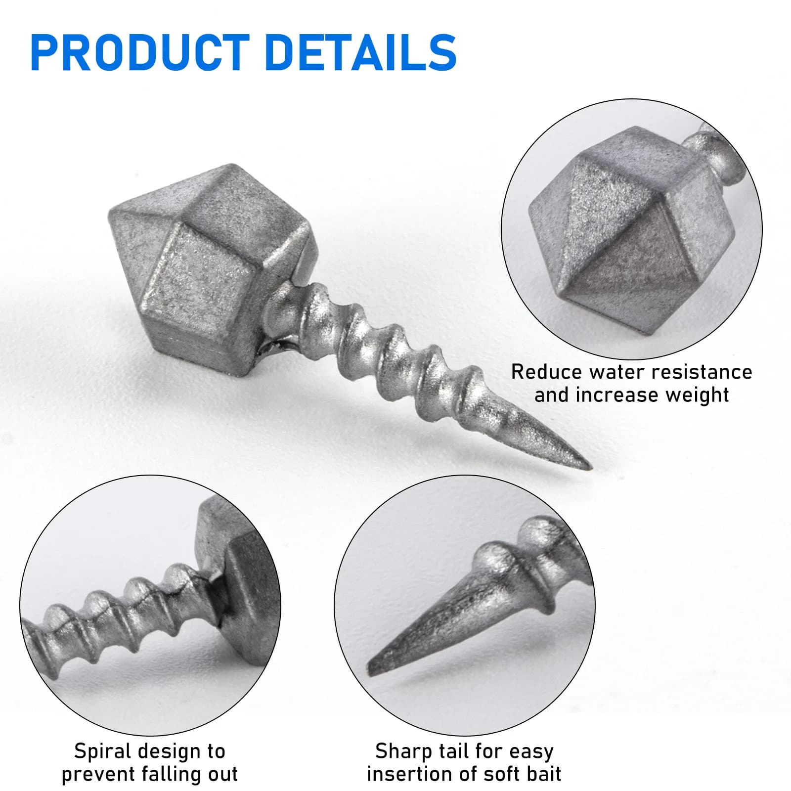 10pcs Fishing Insert Weight Sinker 1g 1.75g 3g for Soft Lure Worm Bait Down Shot Rig Neko Wacky Rig Nail Weight Sinker