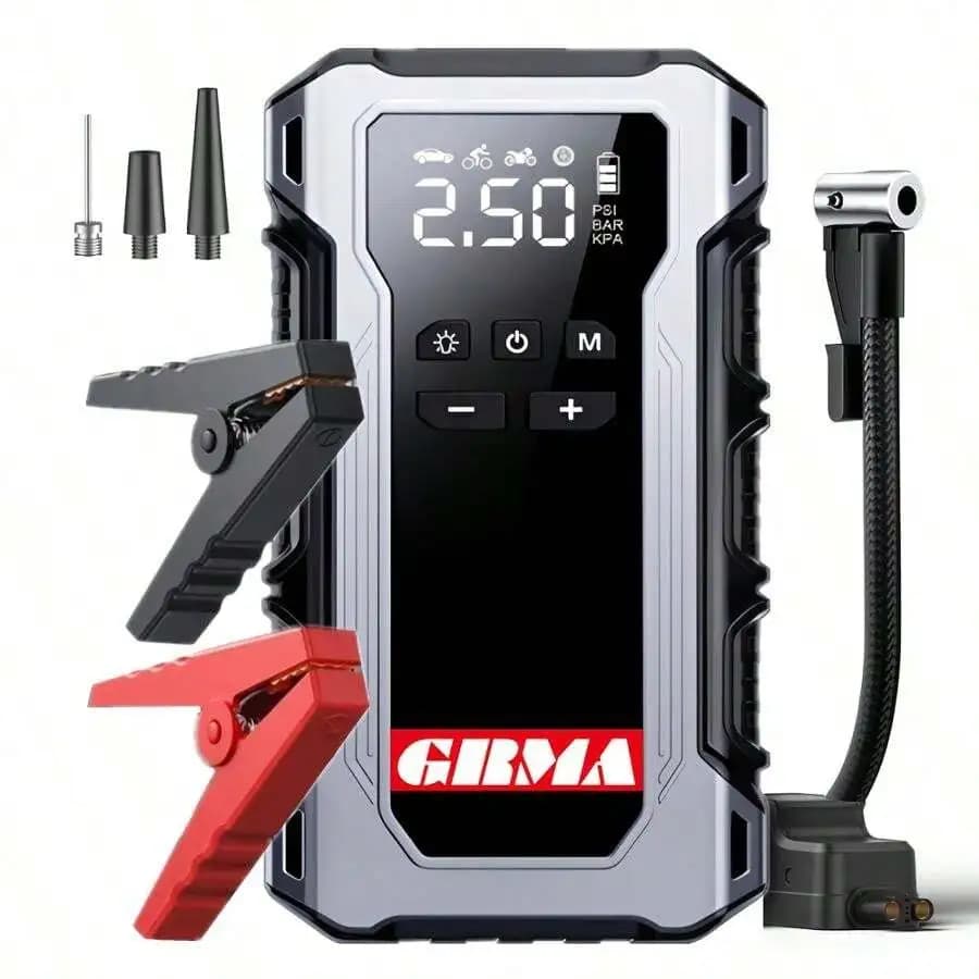 Avviatore di Emergenza Portatile 12V per Auto con Luce LED, Potente Booster di Emergenza per Camper e Moto
