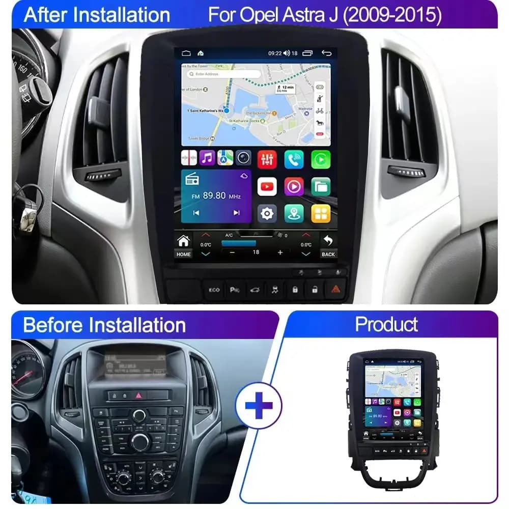 9.7 "Android 15 GPS Touch Screen Carplay ECO Bluetooth Autoradio for Opel Astra J Vauxhall Buick Verano Holden Cascada 2009-2018