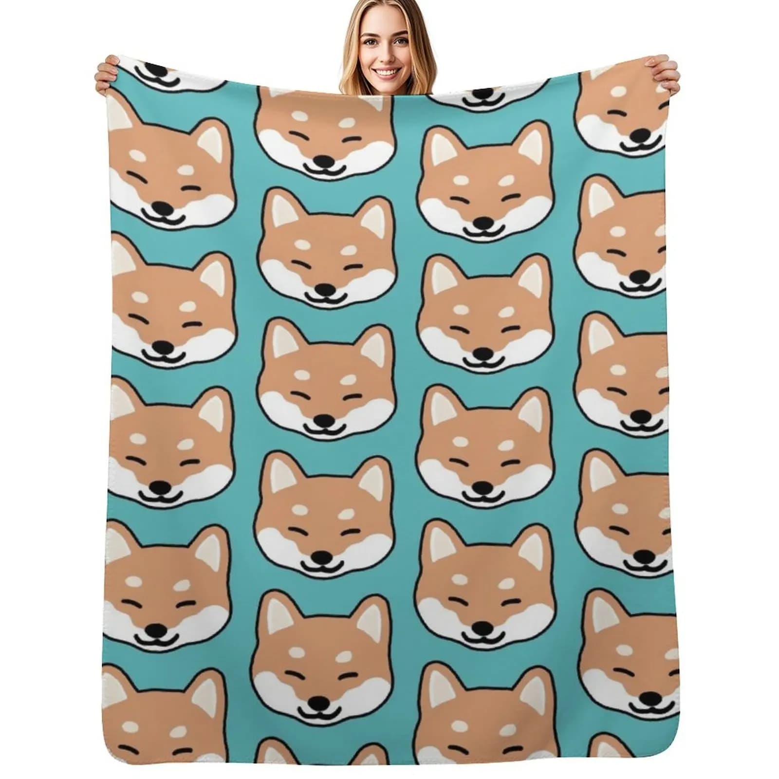 Shiba Inu Blinking Throw Blanket Decorative Throw bed plaid Beach Furry Luxury Brand Sleeping Bag Blankets