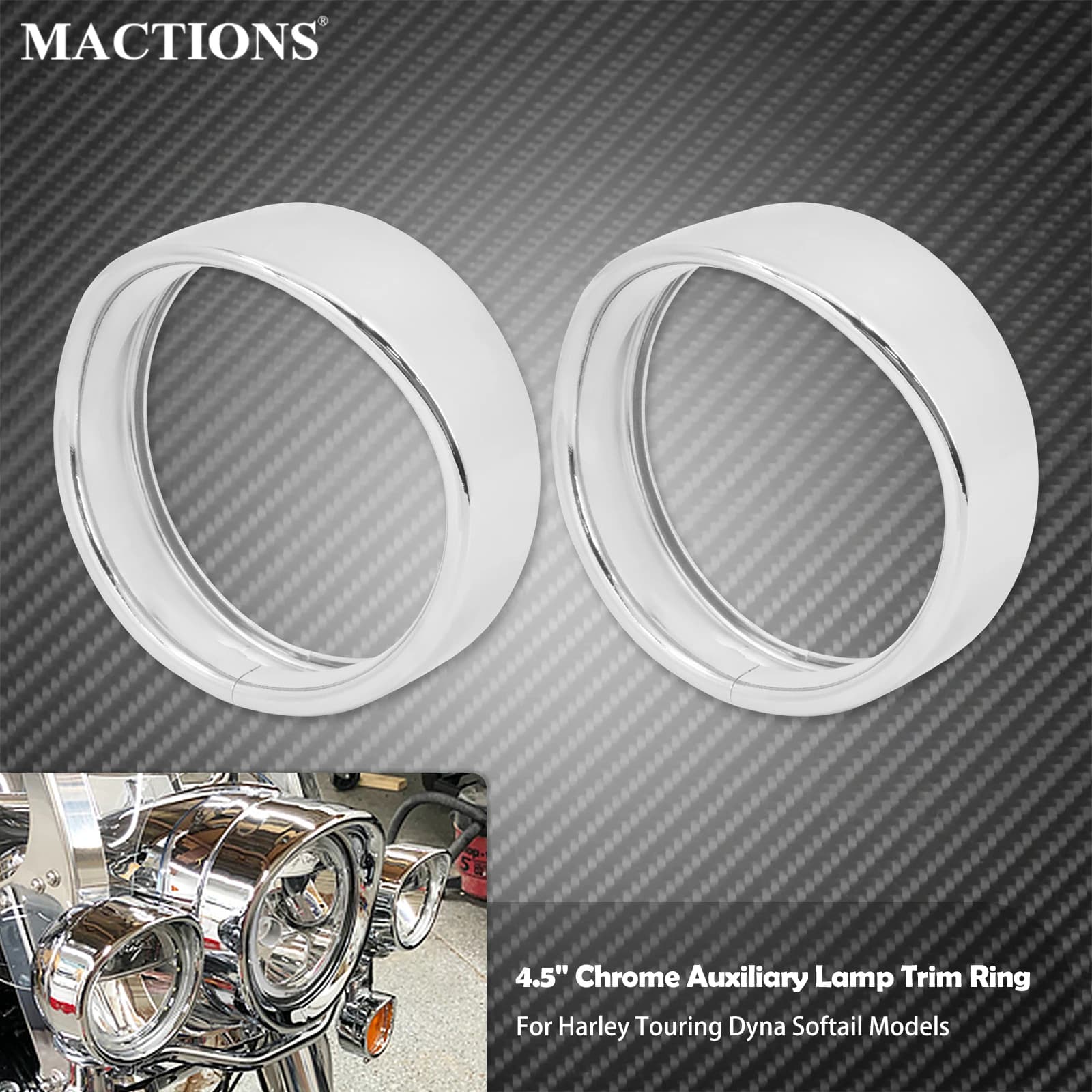 Moto 4.5 "Fendinebbia Trim Anello Visiera Stile Lampada ausiliaria Lampada di passaggio Trim Per Harley Touring Electra Street Glide FLHR