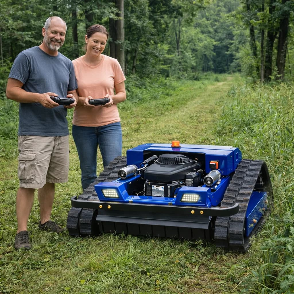 Customized Small Crawler Commercial Lawn Mower - 4-Stroke Simple Design Automatic Remote Control Industrial Grass Cutter