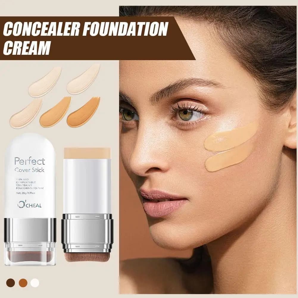 Perfect Cover Stick Concealer Foundation Stick, light natural cover, smooth texture, easy application for everyday makeup