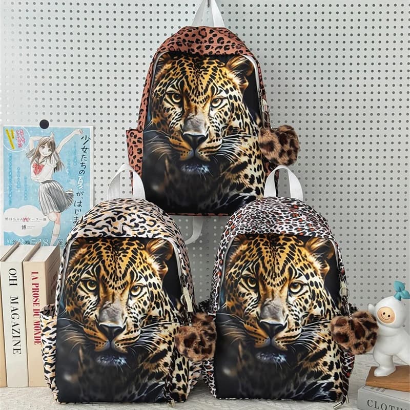 Nuovi Zaini Casual con Cerniera Stile Designer 2026 - Borse Versatili di Marca di Tendenza per Donna, Zaini Giovanili alla Moda con Stampa Leopardata
