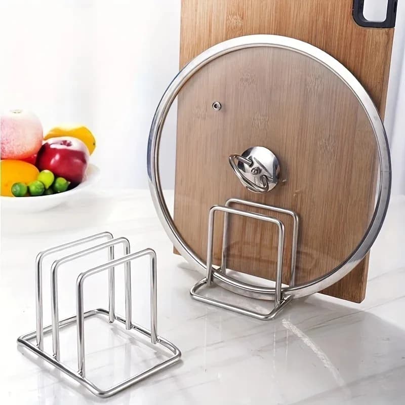 Porta Coperchi e Taglieri in Acciaio Inossidabile, Supporto da Banco per Coperchi e Taglieri da Cucina