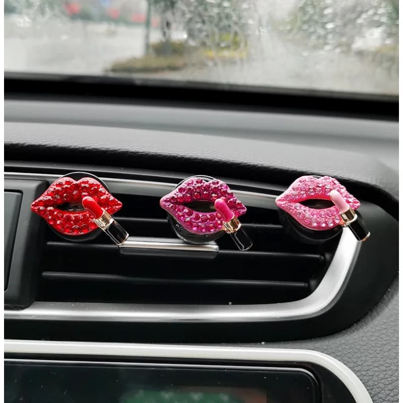Air Grip for Auto Perfume Clips for Aromatherapy Clips for Red Lips with Diamonds Deodorant Clips for Interior Decoration Auto