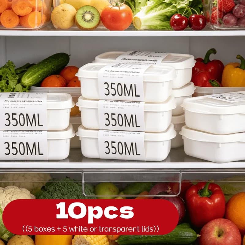 10Pcs Reusable Stackable Food Storage Box Set 5 Containers + 5 Random Color Lids Small Portion Freezer Container Lunch Bento Box