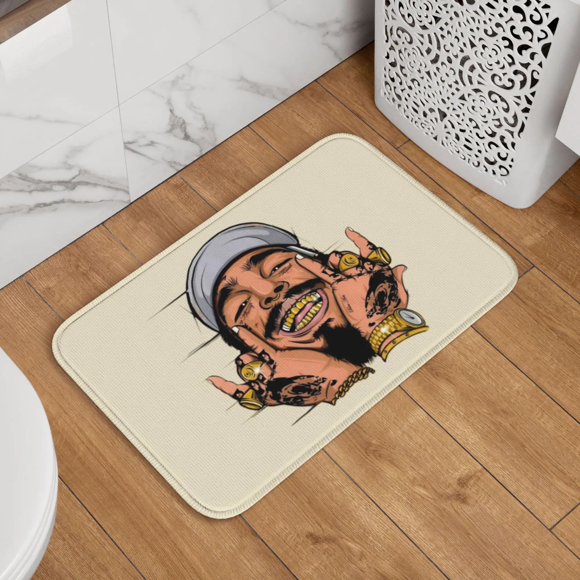 Tappetino Personalizzato con Rapper Americano Popolare Post Malone, per Ingresso, Bagno, Cucina, Garage