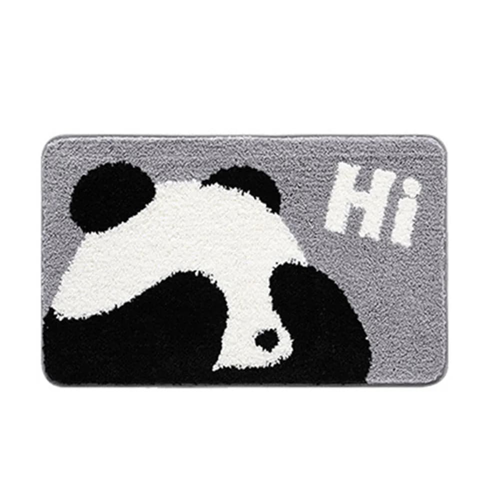 Adorabile tappetino da doccia a forma di panda, morbido e antiscivolo, altamente assorbente, in tessuto floccato per pavimenti puliti e asciutti