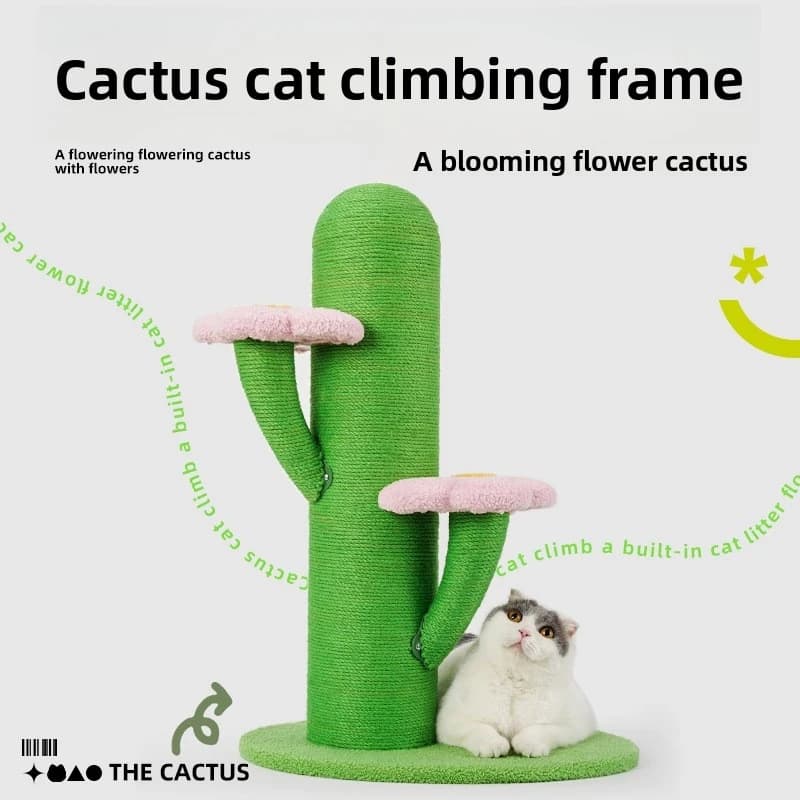 Tiragraffi per gatti, tiragraffi in sisal, grande albero per gatti a forma di cactus, piattaforma autoportante per arrampicarsi e grattare