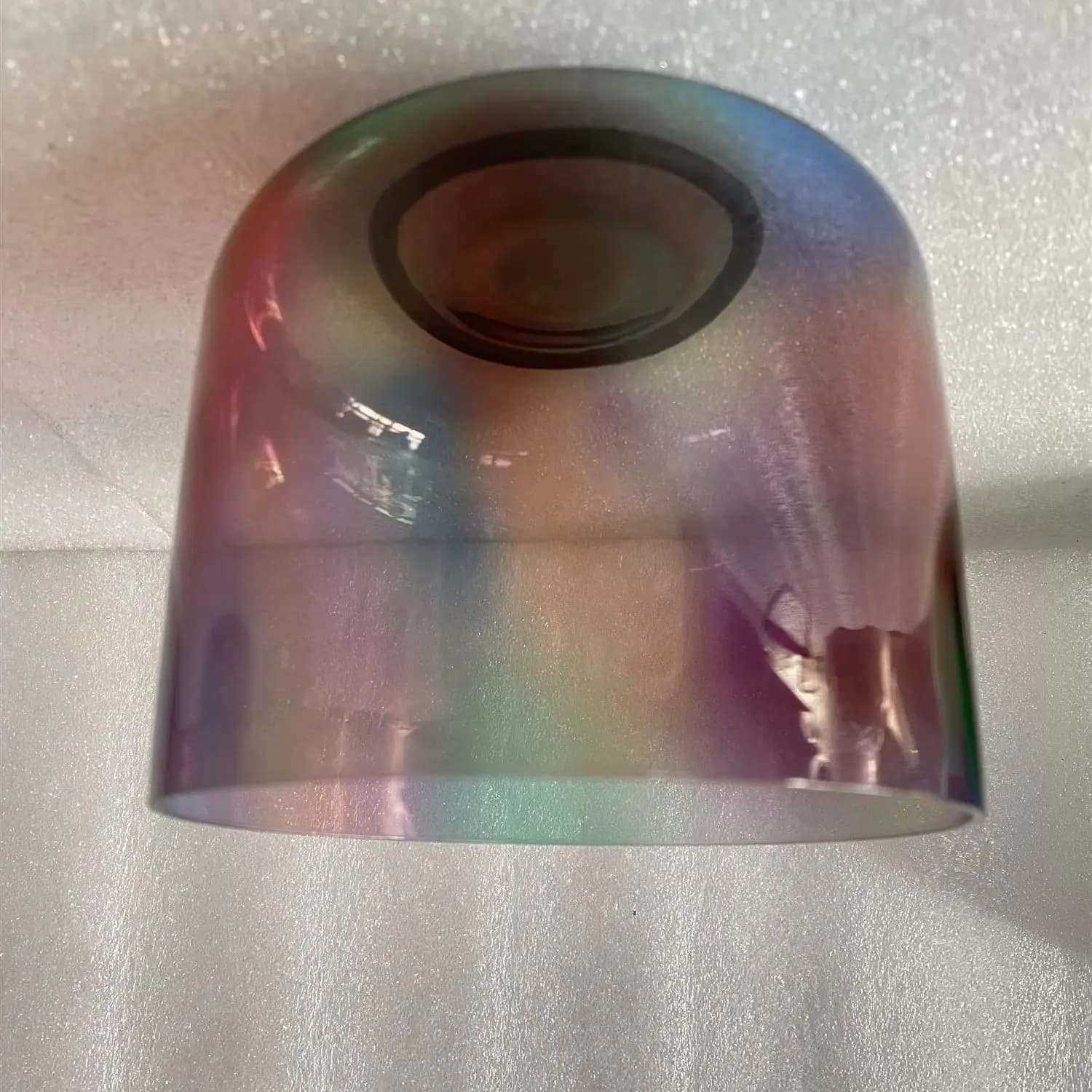 Rainbow crystal singing bowl flat bottom 3rd octave any one of F(about 7.35") or F# or G or G# or A or A# or B(about 7") note