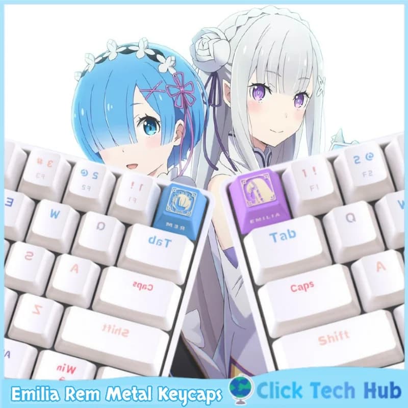Emilia Rem Metal Keycaps 1 pz Re: Life In A Different World From Zero Anime Key Cap Tasti personalizzati per tastiera meccanica Regali