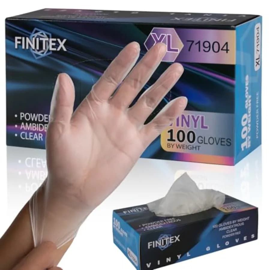 FINITEX Clear Vinyl Gloves Disposable Gloves Food Safe Latex-Free Food Prep Exam Gloves Box of 100/1000