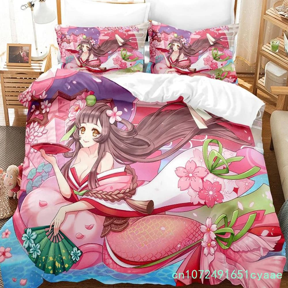 3D Printing Game Kawaii Girls Onmyoji Bedding Set Single Twin Full Queen King Size Bed Set Adult Kid Bedroom Duvet Cover Sets