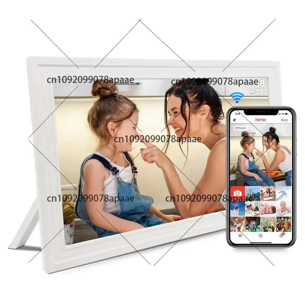 Cornice Digitale WiFi Cloud da 15,6 Pollici Bianca in Offerta, Facile da Configurare per Riprodurre Foto e Video, Uso Portatile