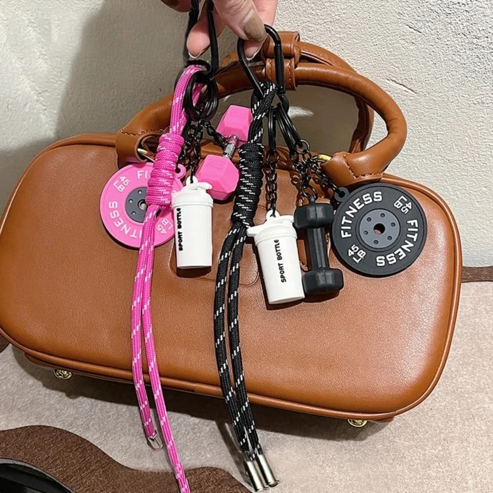 Detachable Fitness Series Pendant with Buckle Soft Rubber Simulation Dumbbells Keyring Simulation Style PVC