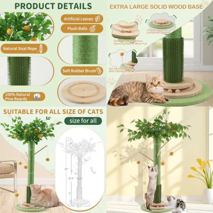 Tiragraffi per Gatti da Interno per Adulti, Tiragraffi Alto 114 cm con Corda in Sisal, Tiragraffi Grande per Gatti con Funzione Appendibile