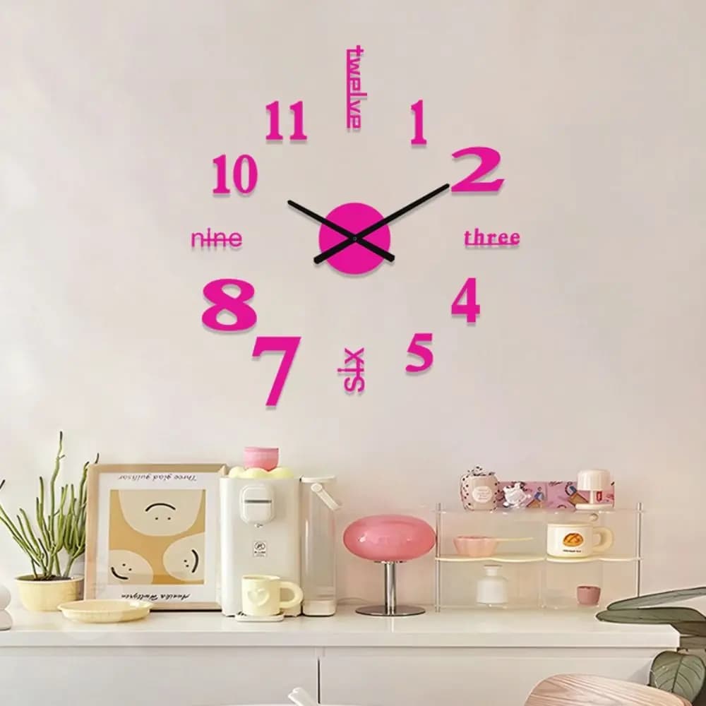 Nuovo Orologio da Parete Senza Cornice con Meccanismo Fai-da-Te, Luce Notturna, Decalcomania con Frecce, Decorazione Murale, Orologio Digitale per Soggiorno e Ufficio