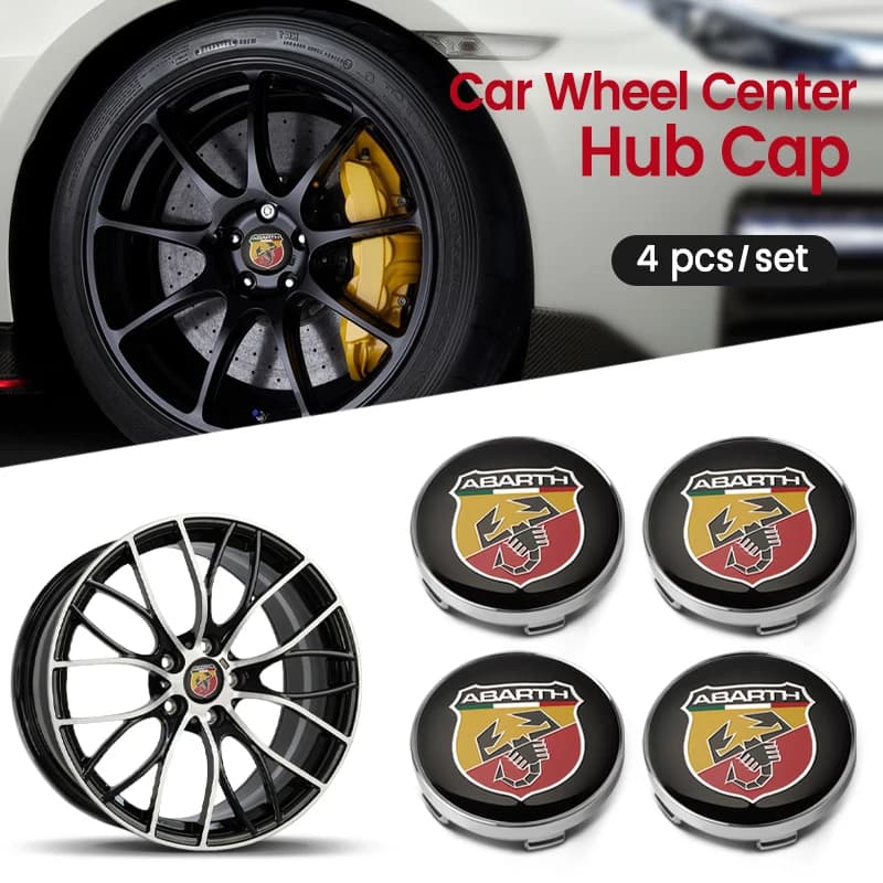 Coprimozzo Centrale Ruota Auto 60mm Antipolvere con Emblema per Fiat 500 Punto Ducato Stilo Palio Bravo Pondo Abarth