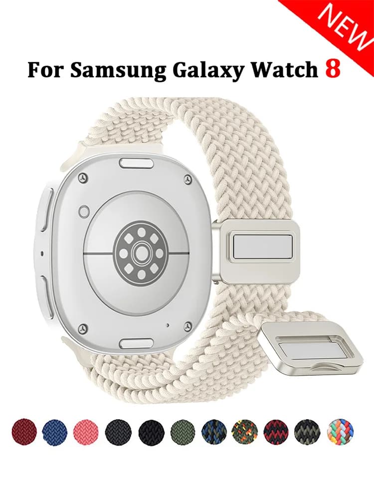 Cinturino intrecciato magnetico per Samsung Galaxy watch 8 40mm 44mm Accessori cinturino in nylon correa Galaxy watch 8 cinturino classico 46mm