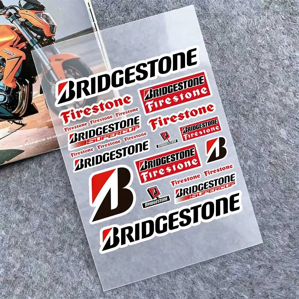 Stickers Reflective BRIDGESTONE for Moto, Decalcomanie Waterproof Vinyl for Motorcycle Helmet, Tank Fuel, Bike