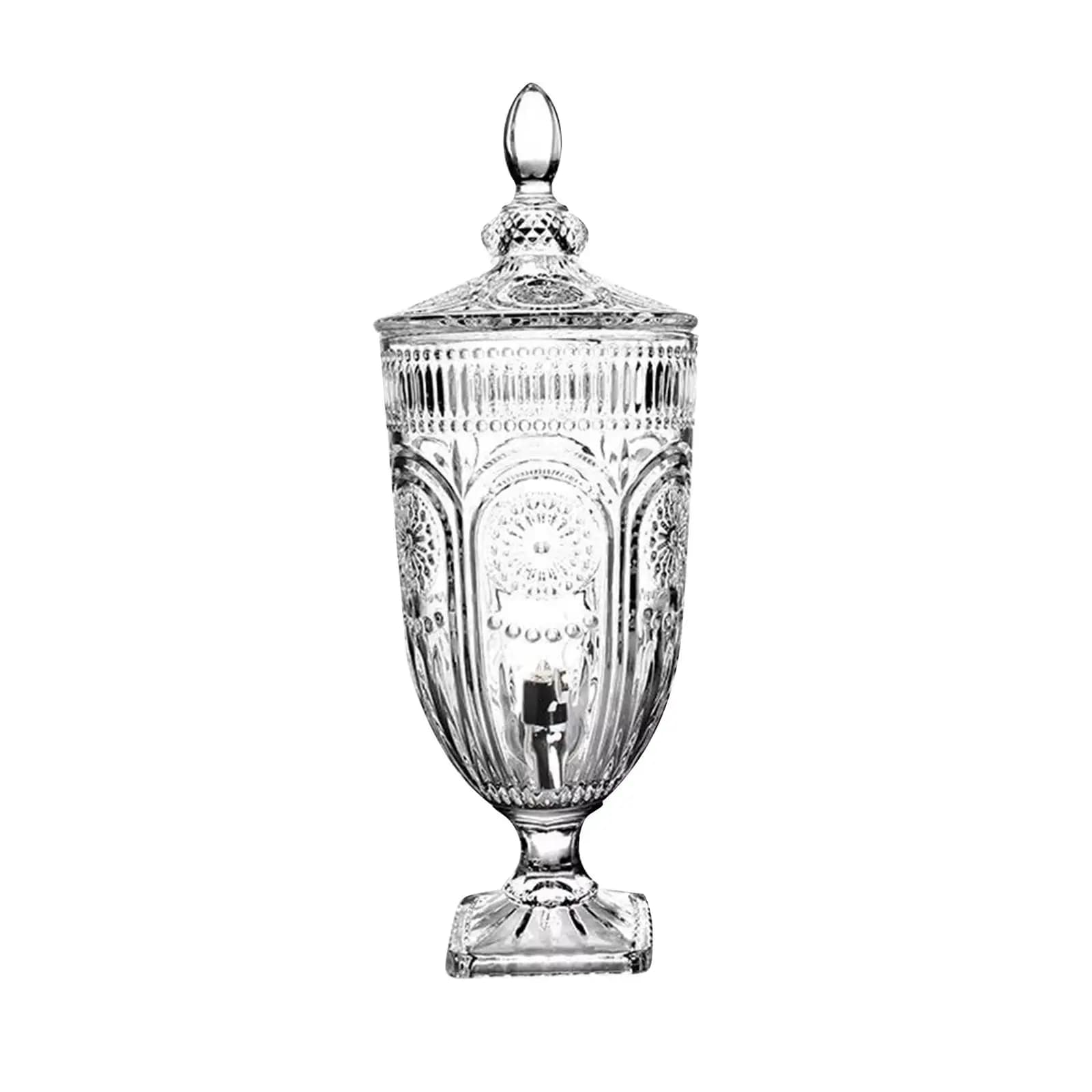Caraffa Decorativa in Vetro Trasparente da 3L per Succhi, Acqua Fredda e Latte, con Coperchio, Ideale per Riunioni Familiari e Caffetterie