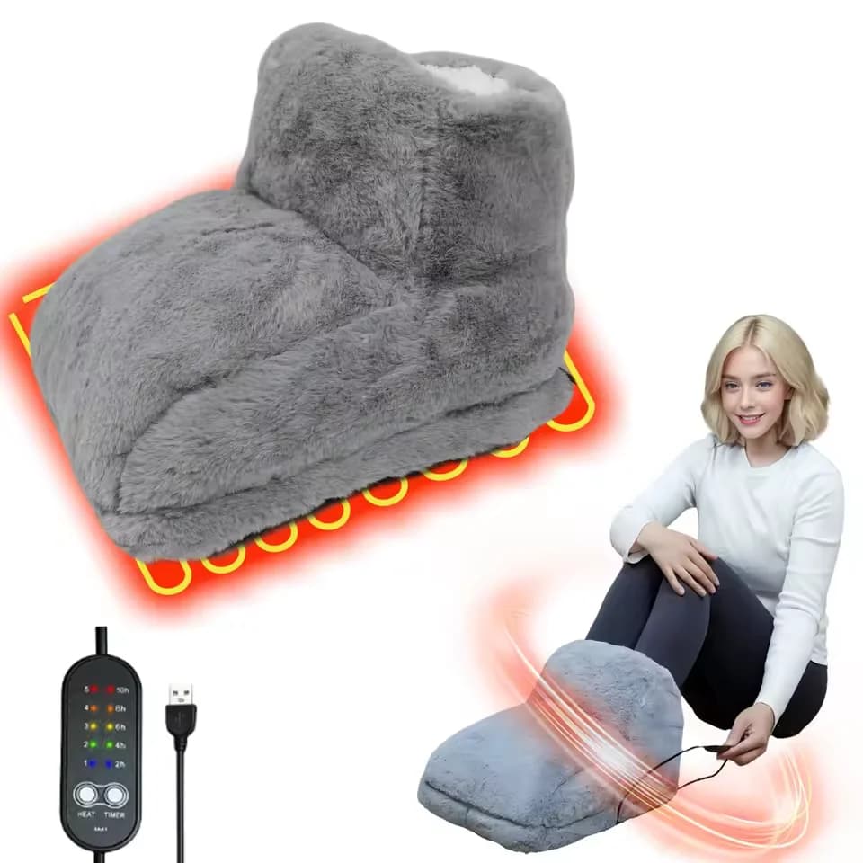 Scaldapiedi elettrico Ricarica USB Rilievo riscaldante per piedi Comfort Cuscino in pelle scamosciata in pile Riscaldatore per piedi Pantofole per coppia per dormire in camera da letto