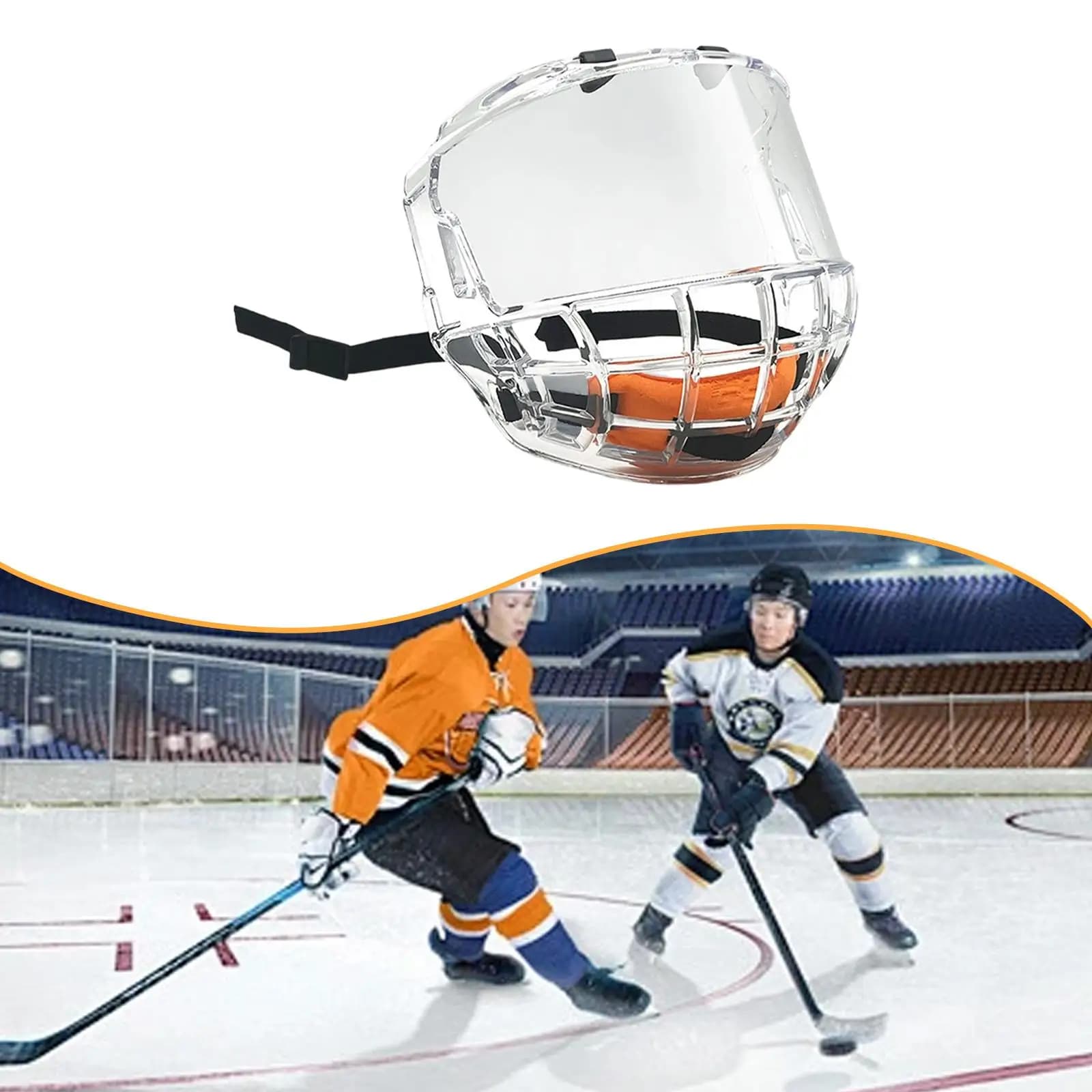 Maschera per Casco da Hockey su Ghiaccio per Adulti, Visiera Protettiva in PC Antiurto per Pratica Sportiva Intensiva