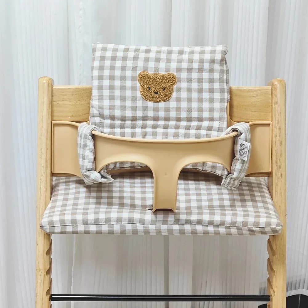 Morbido cuscino del sedile per neonati, cuscino per seggiolone per bambini, cuscino per schienale e cuscino del sedile per sedia con orso dei cartoni animati, accessori per seggioloni