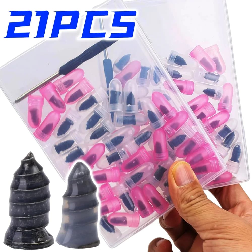 Kit Universale per Riparazione Pneumatici, Tappi in Gomma per Forature, Attrezzo d'Emergenza per Auto, Moto ed E-Bike