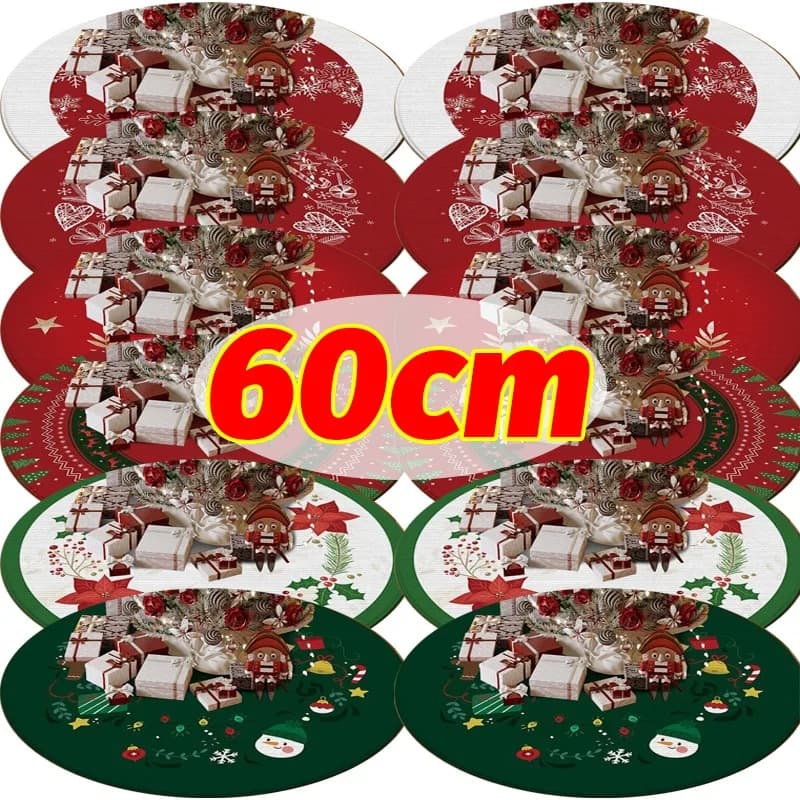 60CM Buon albero di Natale gonna rotonda in velluto di cristallo Babbo Natale pupazzo di neve albero di Natale gonne tappetini per la casa tappeto decorazioni per feste a casa