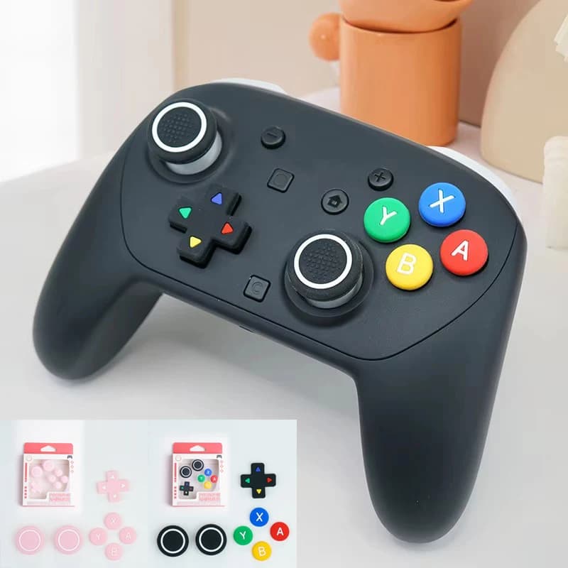 Custodia adesiva ABXY con pulsante incrociato Dpad morbido in silicone per Nintendo Switch 2/1 Pro/NS Pro Controller di gioco Thumb Stick Grip Cap Cover