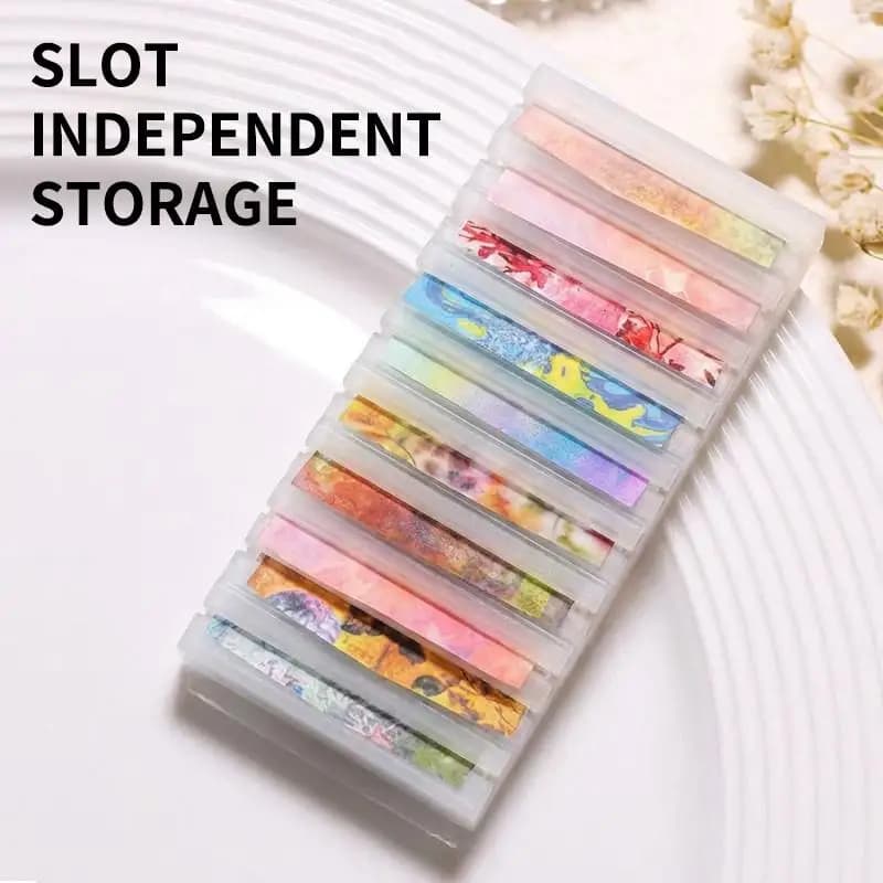 10 Grids Nail Art Sticker Organizer Storage Box for Transfer Paper and Accessories Portable Solution for Manicure Enthusiasts