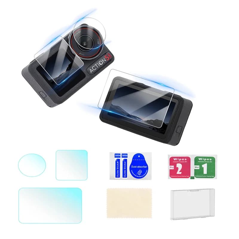 3 in 1 Action Camera Tempered Glass Film Screen Combo for DJI OSMO ACTION 5PRO Accessories