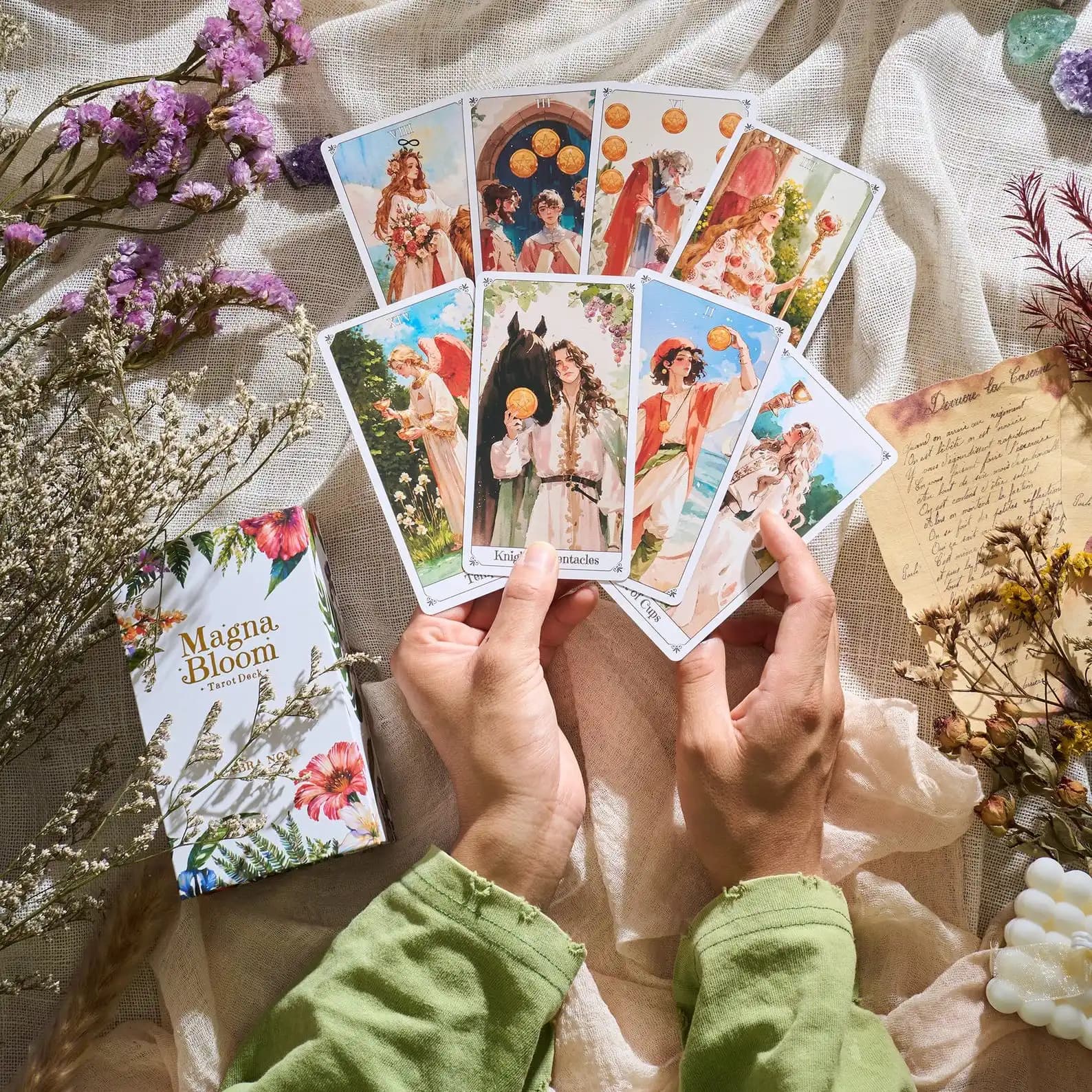 New Beginner Watercolor Rider Waite Tarot 78 Oracles Deck Genuine Professional Luxury Edition Magna Bloom Tarot Cards Guidebook