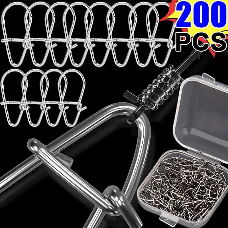 100/200 pcs in stainless steel fishing Snap Hooked Snap Pin Fastlock Clip accessories face for barrel swivel recall hook fishing tool