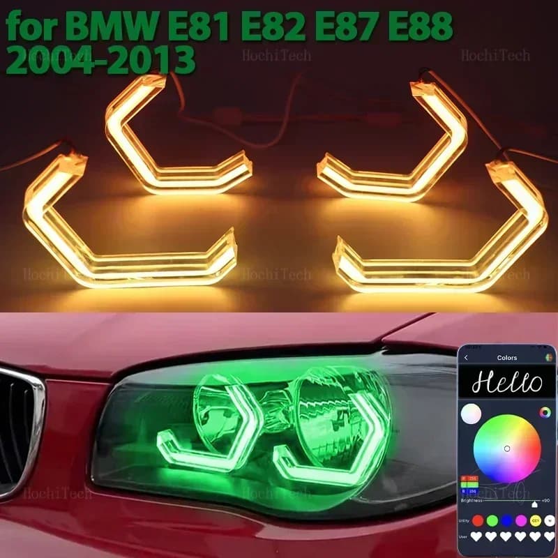 Retrofit faro Anello multicolore Angel Eyes RGB M4 Stile LED Controllo app per BMW Serie 1 E81 E82 E87 E88 2004-2013