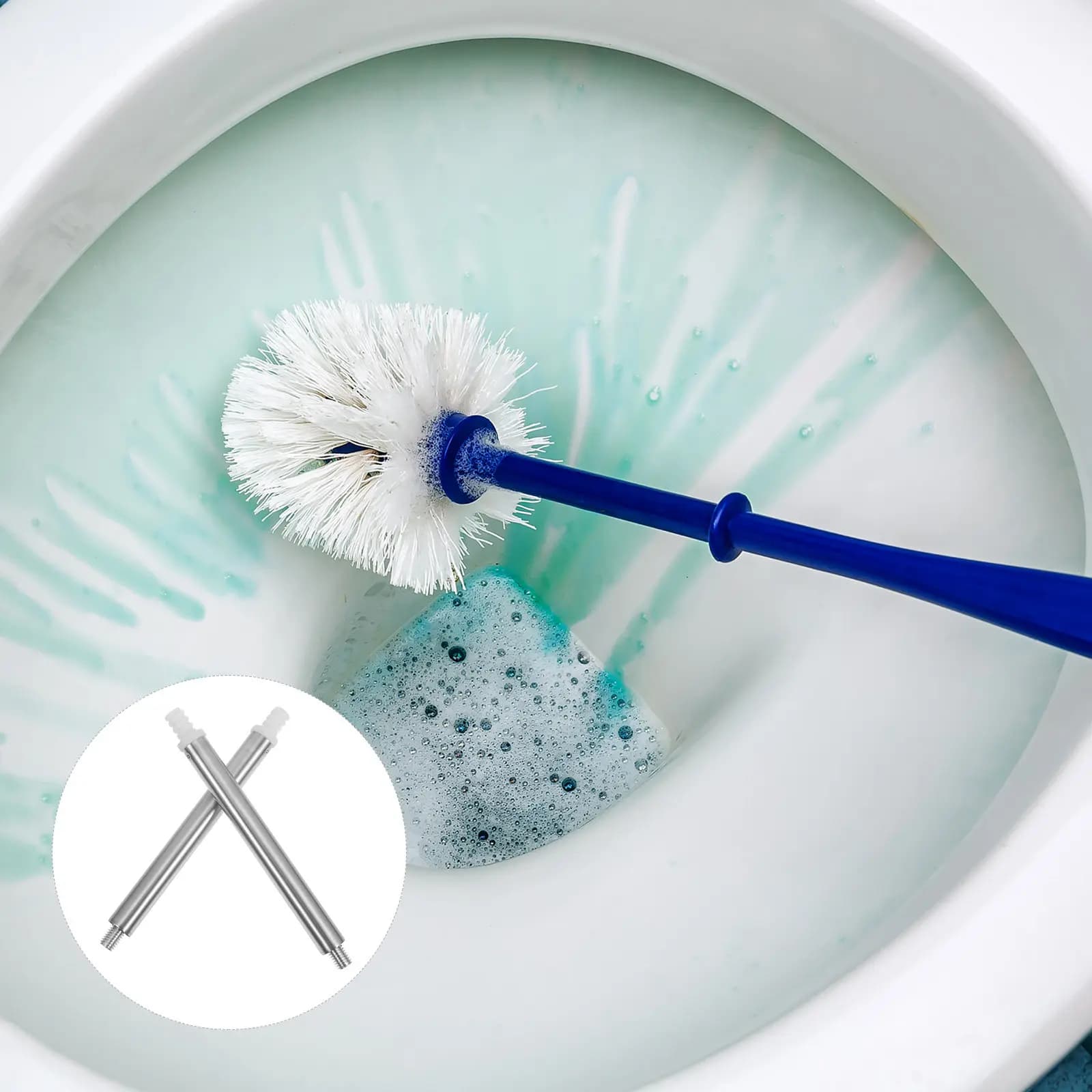 2 Pezzi Asta di Ricambio per Scopino WC in Acciaio Inossidabile, Parte Inferiore del Manico, Resistente alla Ruggine, Design Moderno Robusto, Adattabile Universalmente per Bagno