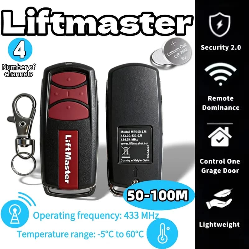 Telecomando Liftmaster E960M/E950M E945M/E943M/E940M Security+2.0 per apertura porta garage 433.30 434.54 433.92Mhz