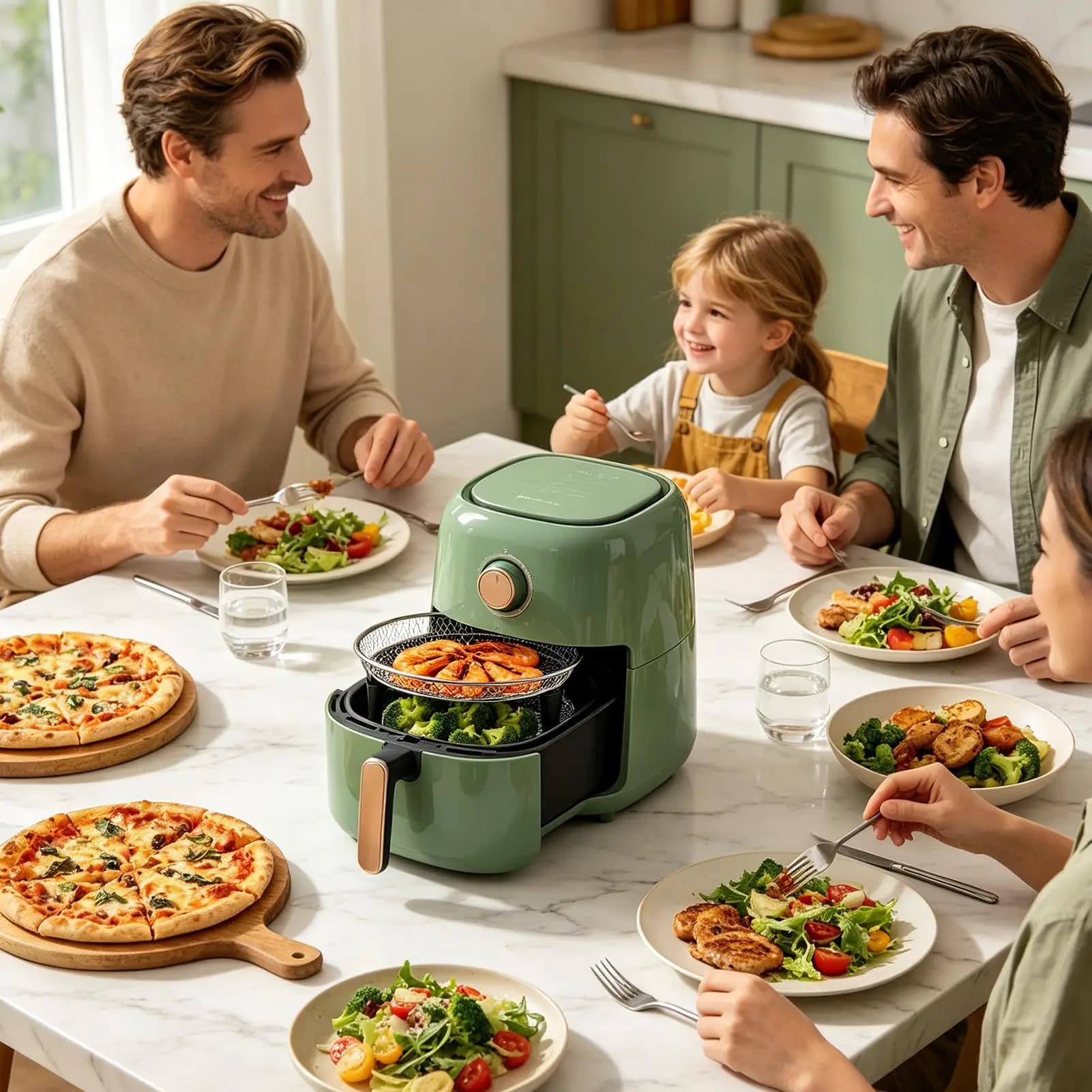 Griglia per friggitrice ad aria con piedini in silicone, ripiano a rete, set da 2 pezzi, per friggitrice ad aria, per grigliare, cuocere, disidratare, preparazione pasti, uso domestico