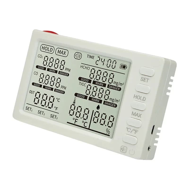 Stable Gas Carbon Monoxide Alarm, Sound And Light Portable CO2 Temperature And Humidity TVOC Eight-in-one Air Quality Detector P