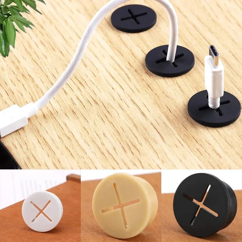 5PCS Flexible Rubber Round Cable Hole Cover Gasket Office Desk TV Console Furnitures Cord Pass Through Grommet Wire Organizer