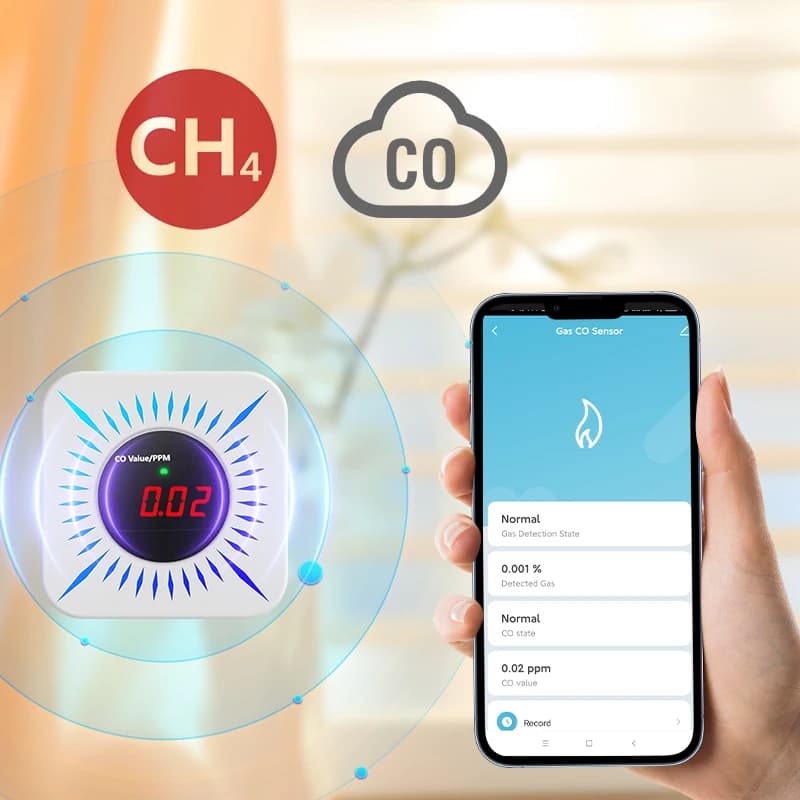 WIFI Zigbee Tuya rilevatore di gas e monossido di carbonio Smart Life sensore di allarme Gas naturale Display a LED