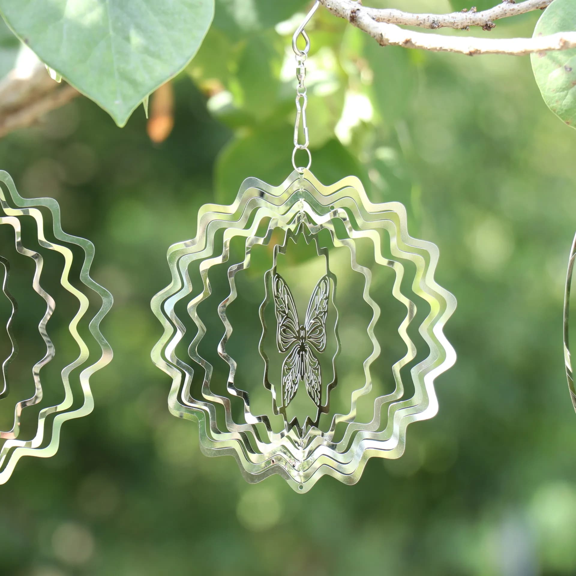 15cm Stainless Steel Rotating Wind Chime Wind Spinner Hanging Decorations Garden Home Decoration