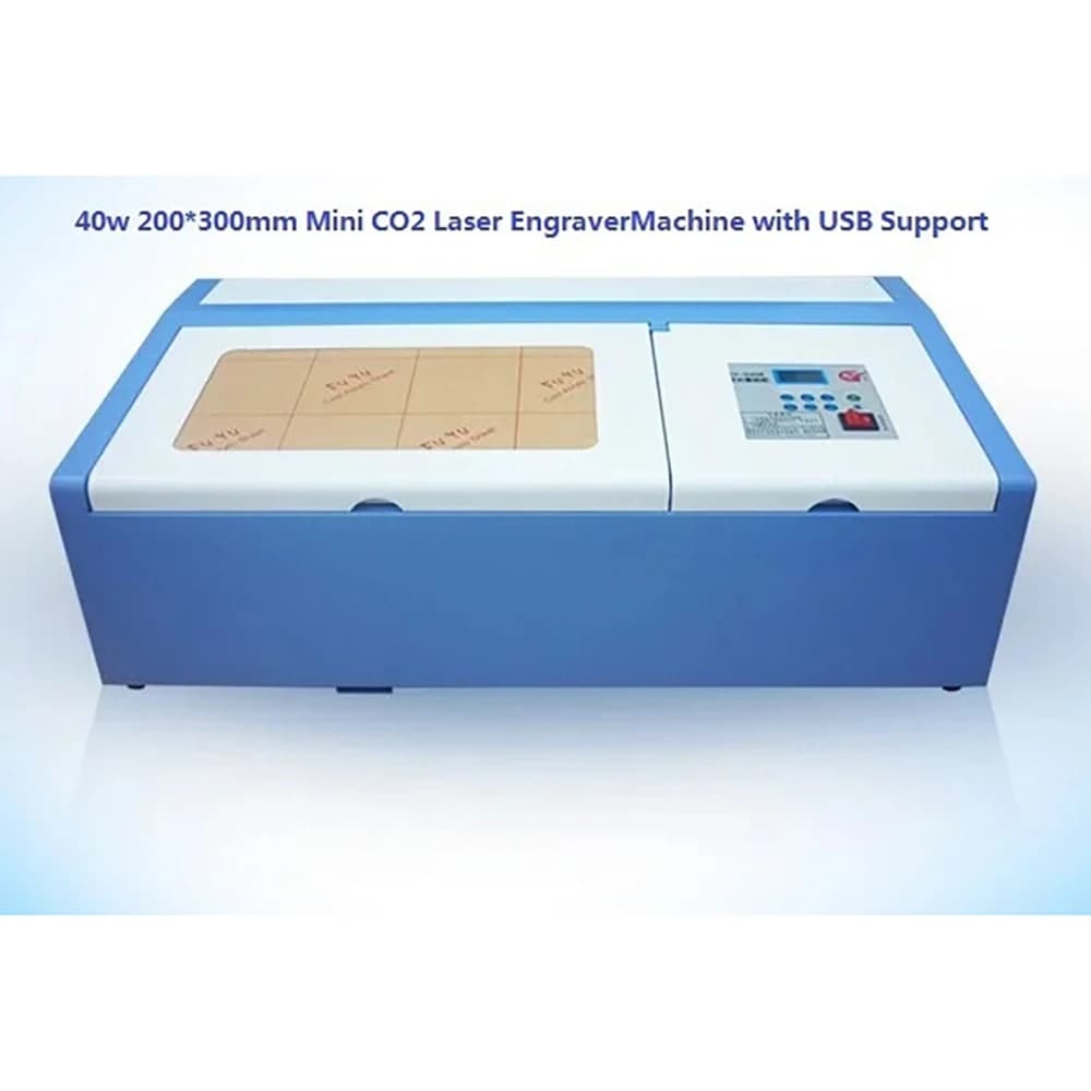 Macchina da taglio CNC per mini incisore laser Co2 da tavolo 40W 300x200MM per MDF, legno, pelle, acrilico ecc. Con supporto USB