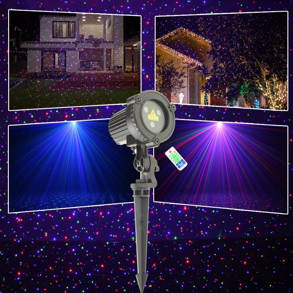 Impermeabile Esterno RG/RGB Laser Dj Luce Stelle Stellate Proiettore Giardino Decorazione Festa Di Natale Albero Casa Parete Paesaggio B201