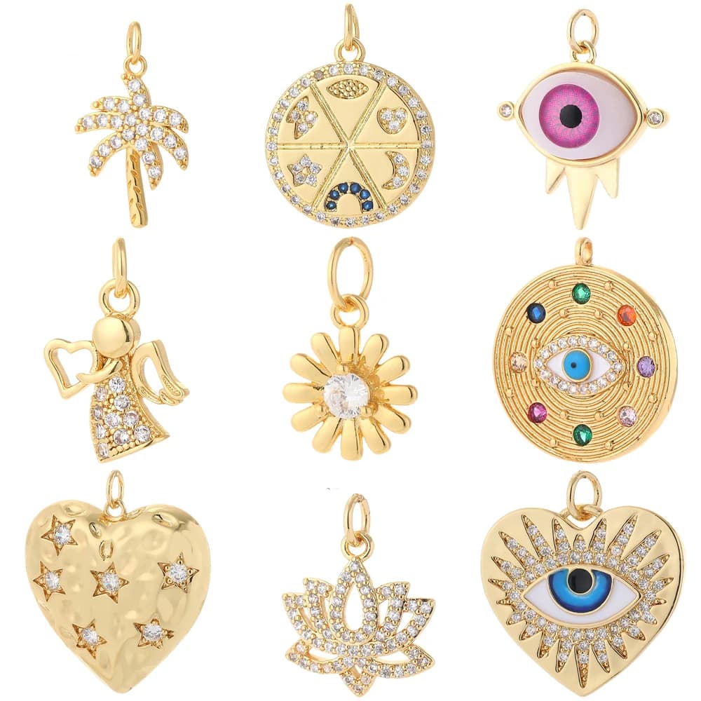 Lovely Hearts for Jewelry Making Supplies Gold Color Eyes Dijes Diy Earrings Bracelet Necklace Accessories Butterfly