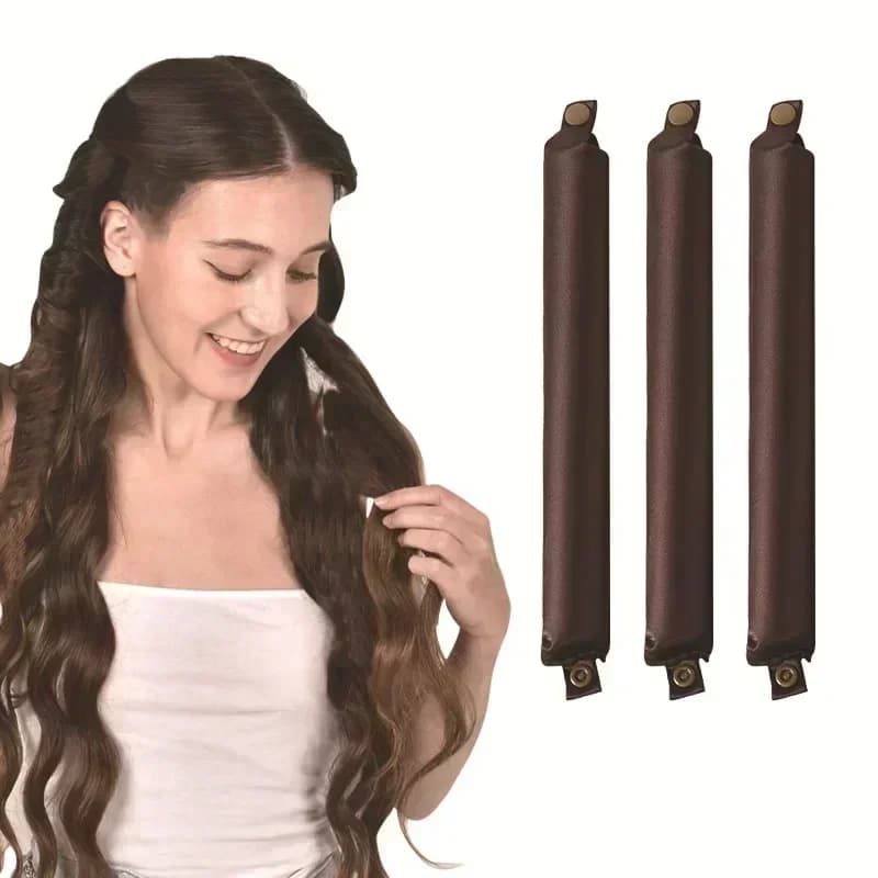 Heat-free bigodin with plastic snap roller for lazy curls, without heat root permanent rod, fringe, hair styling tools