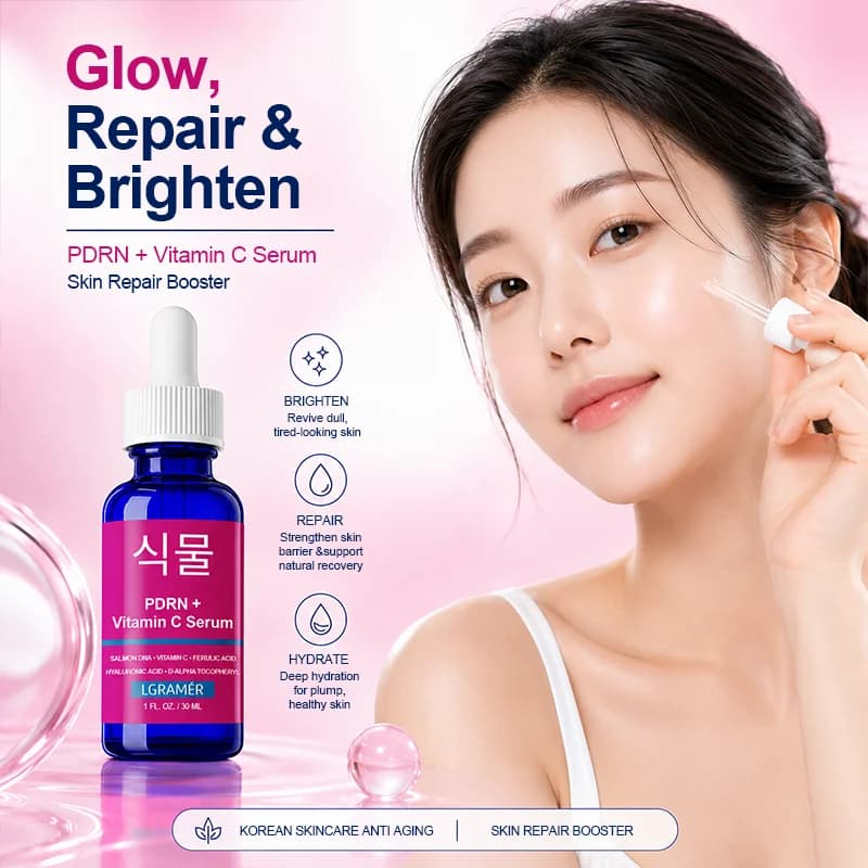 PDRN Vitamin C Serum Hyaluronic Acid Ferulic Acid Brightening Hydrating Anti-oxidation Repair Facial Skin Care Essence 30ml/50ml